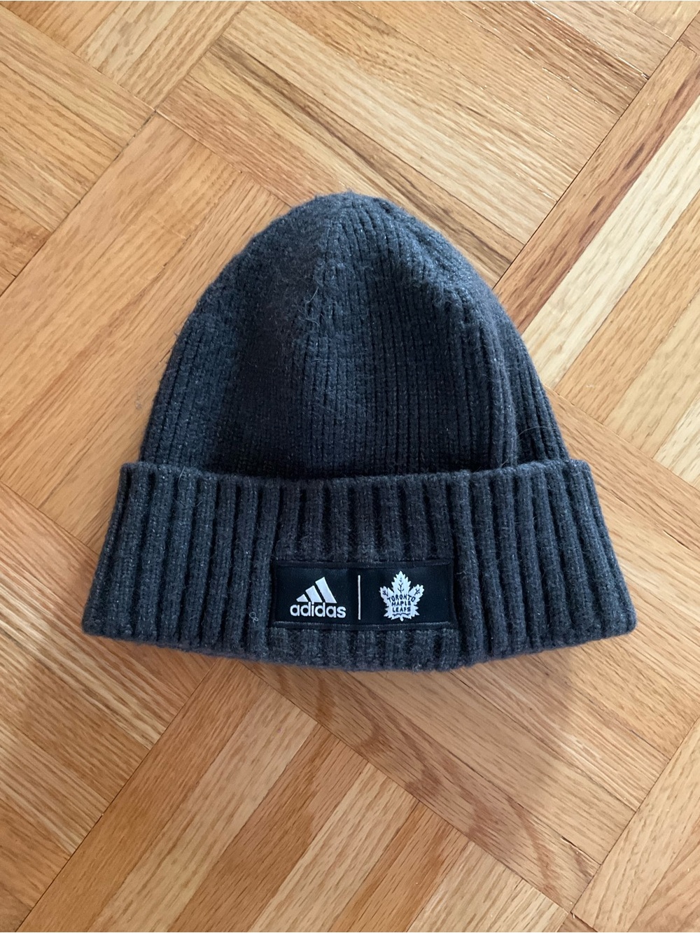 Dark Grey Adidas x Toronto Maple Leafs Knit Beanie - Unisex